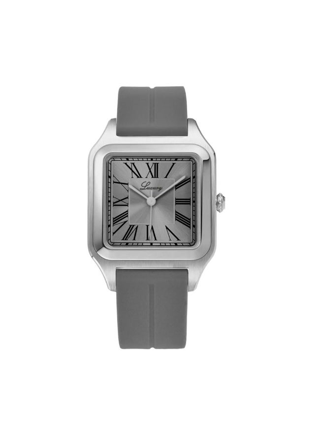 Men's rubber wristwatch, water-resistant, high quality, gray strap with gray dial