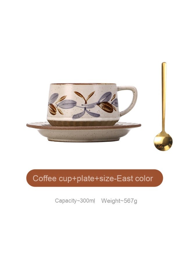 آنا 300 مل كوب سيراميك لاتيه شاي بالحليب بتصميم بسيط وعتيق - Image 1