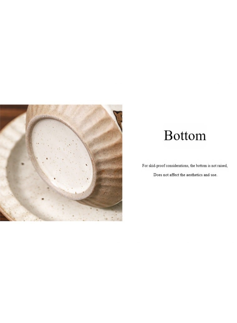 آنا 300 مل كوب سيراميك لاتيه شاي بالحليب بتصميم بسيط وعتيق - Image 2