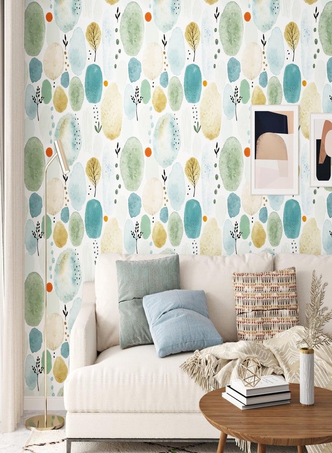 Wallderful Blue Abstract Self Adhesive Wallpaper Vintage Vinyl Peel and Stick Cabinet Covering Contact Paper Temporary Removable Roommates Peel and Stick Wallpaper Bathroom Kitchen Counter Top Paper - Image 3
