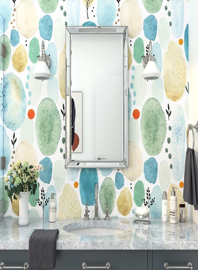Wallderful Blue Abstract Self Adhesive Wallpaper Vintage Vinyl Peel and Stick Cabinet Covering Contact Paper Temporary Removable Roommates Peel and Stick Wallpaper Bathroom Kitchen Counter Top Paper - Image 4
