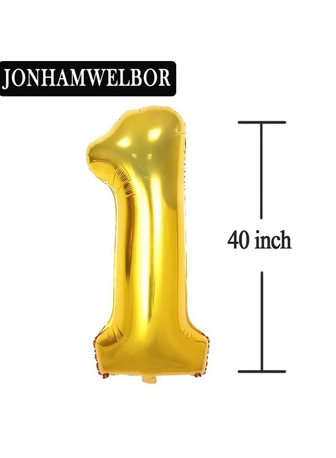 JONHAMWELBOR 40inch Gold 13 Number Balloons Giant Jumbo Number 13 Foil Mylar Balloons for 13th Birthday Party Supplies 13 Anniversary Events Decorations - Image 2