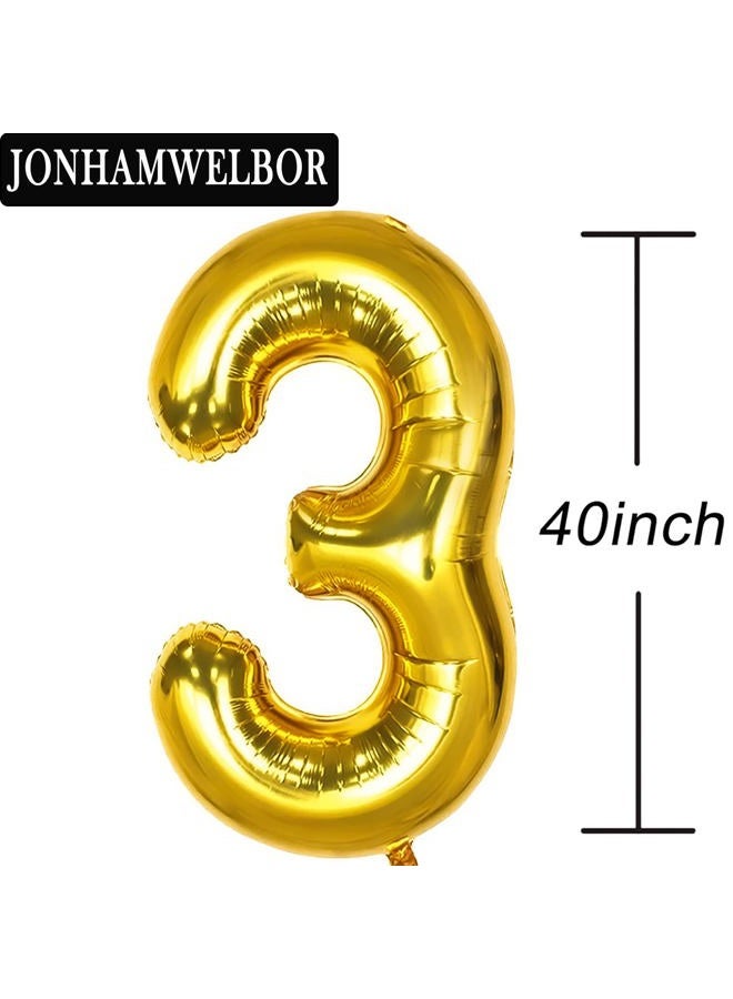 JONHAMWELBOR 40inch Gold 13 Number Balloons Giant Jumbo Number 13 Foil Mylar Balloons for 13th Birthday Party Supplies 13 Anniversary Events Decorations - Image 3