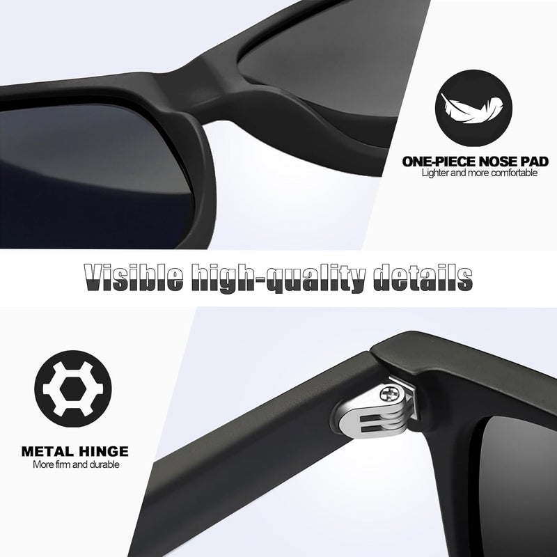 Joopin Square Sunglasses Men Women Polarized UV Protection Classic Trendy Lightweight Designer Sun Glasses for Driving Fishing Hiking Golf - Image 3