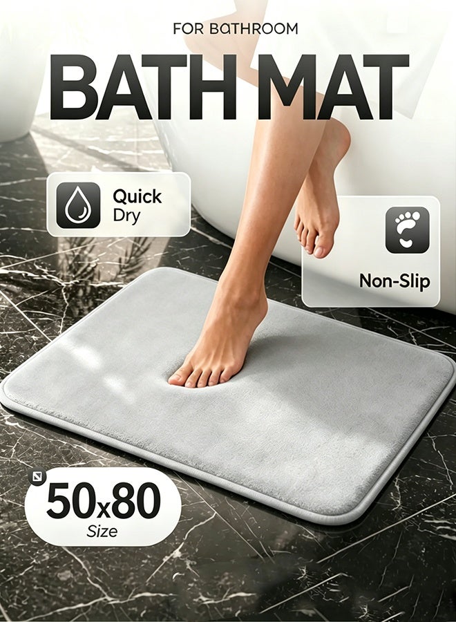 Bathroom Mat, Soft Plush Bath Rug, Anti-slip Floor Mat, Quick Water Absorption, Highly Absorbent Banded Washable Bathroom Floor Towel Bath Mat, Machine Washable, Bath Mats for Bathroom, Tub and Shower, Bathroom Home Decor Accessories - Image 1