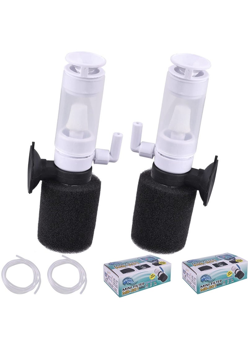 SYOSI Mini Aquarium Sponge Filter 2PCS Fry Betta Shrimp Foam Filter Kit with Airline Tubing Quiet Internal Fish Tank Filter - Image 1