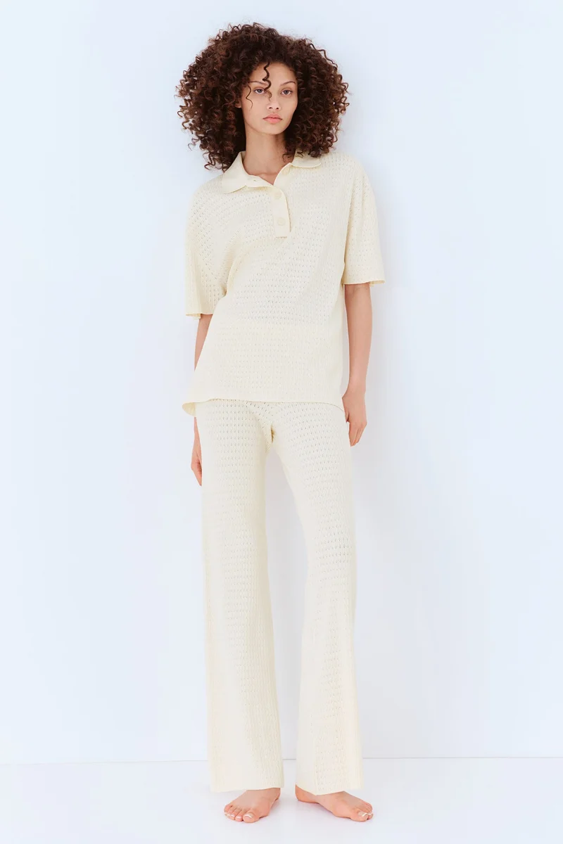 اتش اند ام تي-شيرت بولو بنسيج محبوك