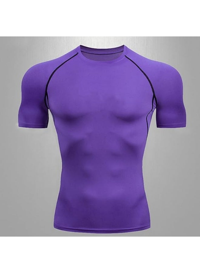 Men's Compression Shirts Short Sleeve Athletic Tops, Cool Dry Workout Shirt Sports T-Shirt - Image 3