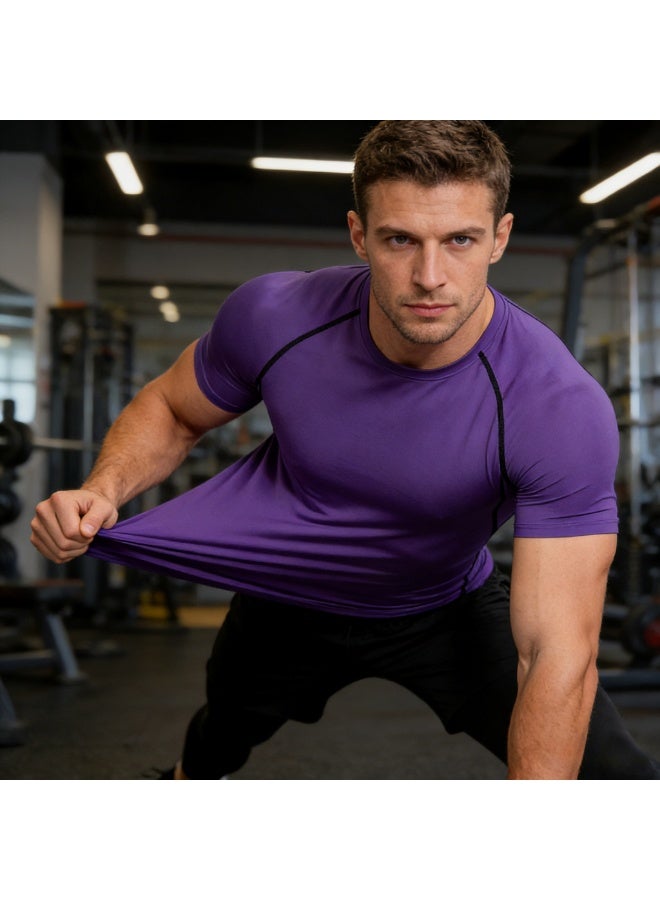 Men's Compression Shirts Short Sleeve Athletic Tops, Cool Dry Workout Shirt Sports T-Shirt - Image 4