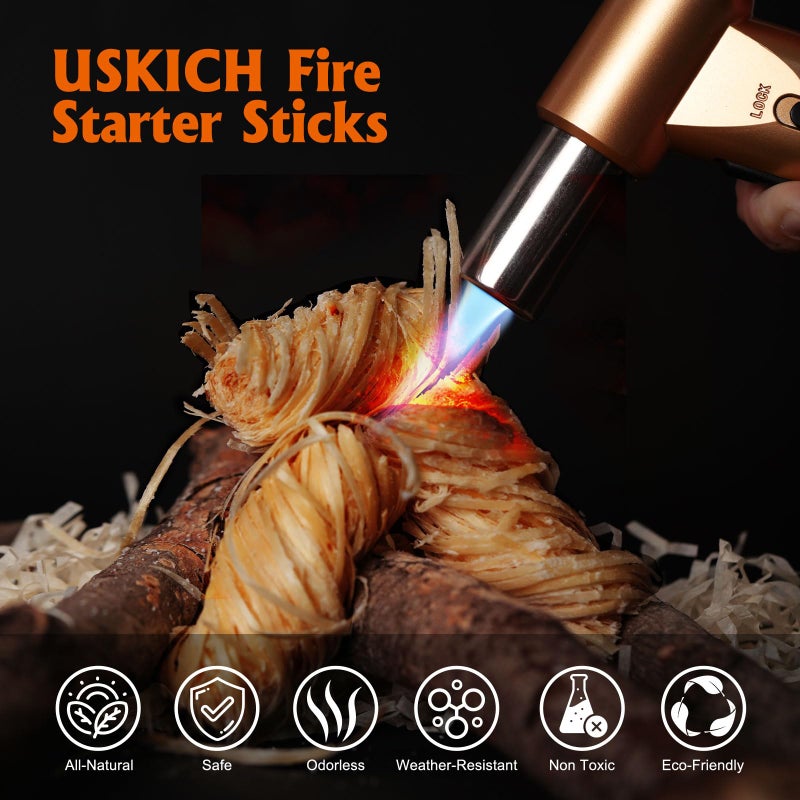 USKICH 150Pcs Fire Starter - Natural Fire Starters for Campfires,Fireplace, Pellet Stove & Wood, Fire Pit, Smoker, BBQ, Chimney, Pizza Oven - Fire Starters for Grill, Charcoal Starter - Image 2