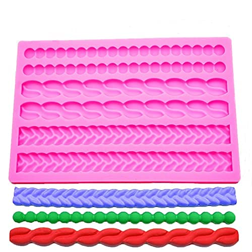 3D Pearl Knit Rope Silicone Mold Fondant Mould Cake Border Decorating Molds Gumpaste Kitchen DIY Baking Decorating Cake Tools Hot