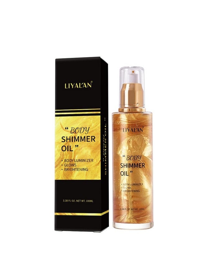 LIYALAN Shimmer Body Oil Rose Gold 4 Color Bronze Face Brighten Glow Pearl Highlighter Illuminator Body Makeup Shine Glitter Gold Liquid Taning(3.38 Fl Oz/ 02) - Image 2