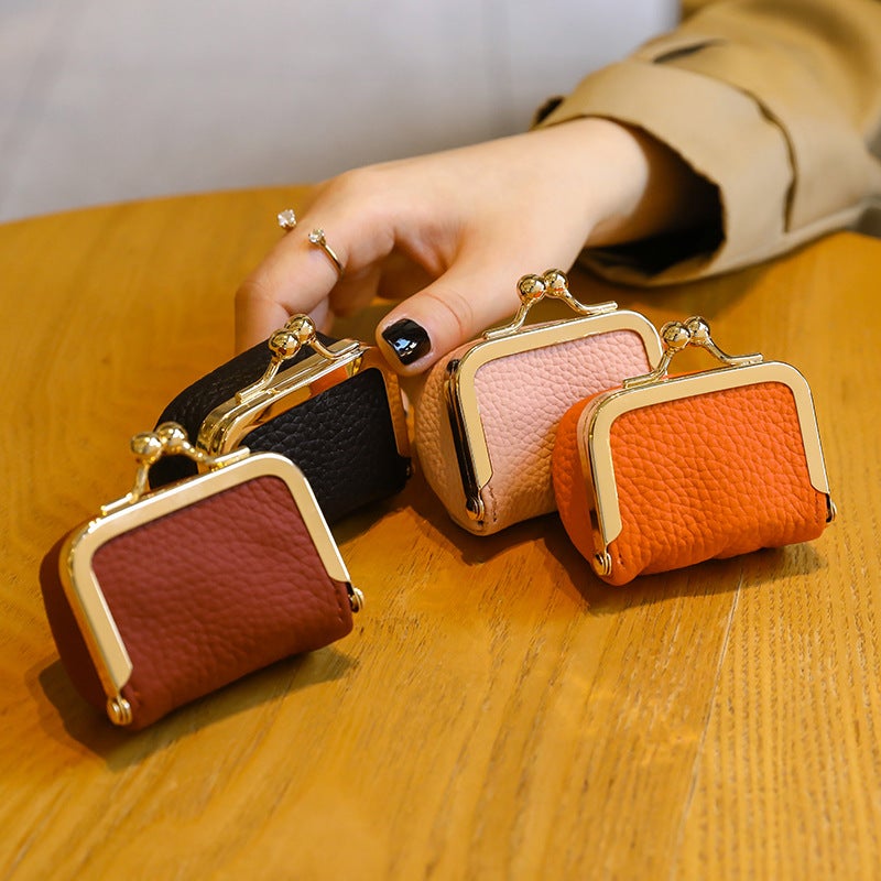Genuine Leather Coin Purse with Frame Clasp - Image 4