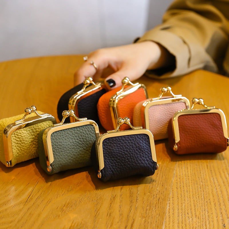 Genuine Leather Coin Purse with Frame Clasp - Image 3