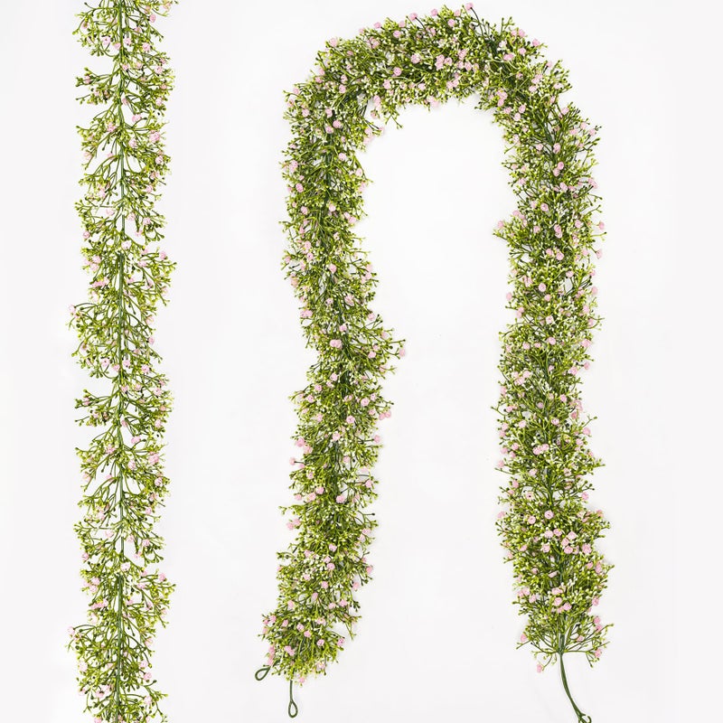 Uqueeten 2 Pcs 58ft Artificial Baby Breath Flower Vines Babys Breath Artificial Flowers Real Touch Faux Gypsophila Hanging Fake Babys Breath Garlands for Wedding and Baby Shower DecorWhite