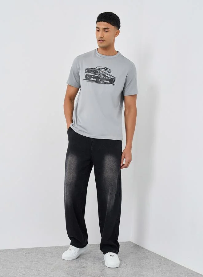 Take Two Graphic Print Round Neck Regular Fit T-Shirt