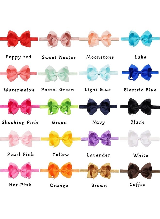 CÉLLOT Baby Girls Headbands Grosgrain Ribbon 4.5" Hair Bows Headband Big Bow Hair Bands for Toddler Pack of 20  - Image 2