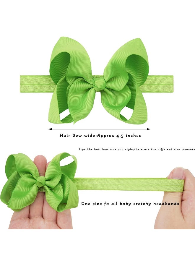 CÉLLOT Baby Girls Headbands Grosgrain Ribbon 4.5" Hair Bows Headband Big Bow Hair Bands for Toddler Pack of 20  - Image 4