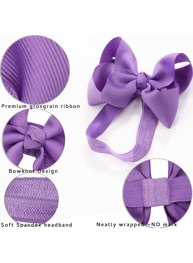 CÉLLOT Baby Girls Headbands Grosgrain Ribbon 4.5" Hair Bows Headband Big Bow Hair Bands for Toddler Pack of 20  - Image 3