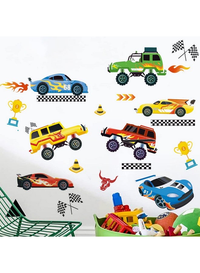 Runtoo Racing Car Wall Decals Vehicle Sign Wall Stickers Kids Boys Bedroom Toddles Playroom Nursery Wall Decor - Image 1
