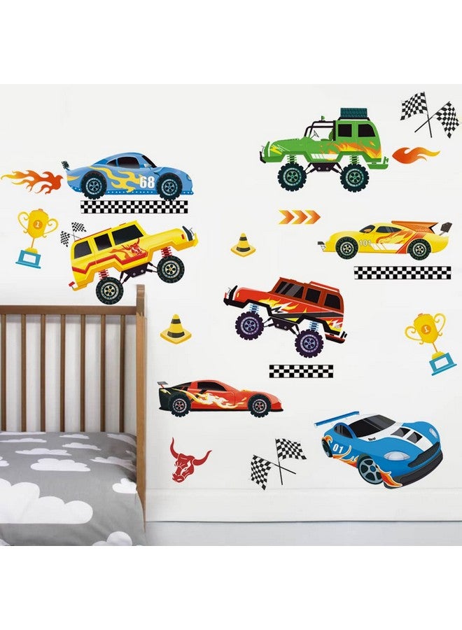 Runtoo Racing Car Wall Decals Vehicle Sign Wall Stickers Kids Boys Bedroom Toddles Playroom Nursery Wall Decor - Image 2