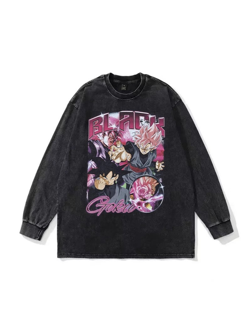 230g retro fried snowflake washed T-shirt Europe and the United States cross-border cotton t loose bottoming round neck pullover heavy t-shirt men - Image 5