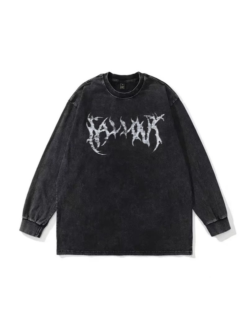 230g retro fried snowflake washed T-shirt Europe and the United States cross-border cotton t loose bottoming round neck pullover heavy t-shirt men - Image 4