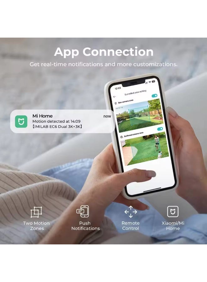 إيميلاب كاميرا المراقبة الخارجية المزدوجة imiLab EC6 – كاميرا مراقبة ذكية بعدسة مزدوجة بدقة 3 ميجابكسل و2K×2 مع دعم Xiaomi Home وAlexa وGoogle Home - Image 3