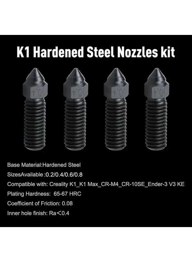 4 قطع فوهات طابعة ثلاثية الأبعاد 0.2، 0.4، 0.6، 0.8 ملم من الفولاذ لـ Creality Ender 3 V3 KE K1 K1 MAX CR M4 - Image 2