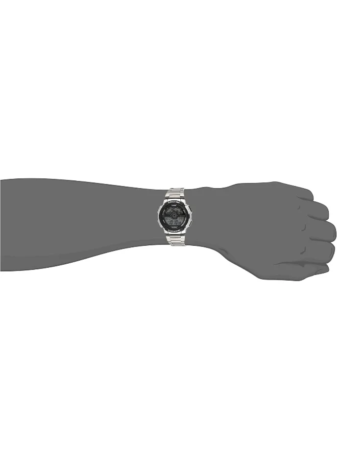 كاسيو Men's Men's Digital Display Watch With Silver Stainless Steel Strap - AE-1100WD-1A للرجال