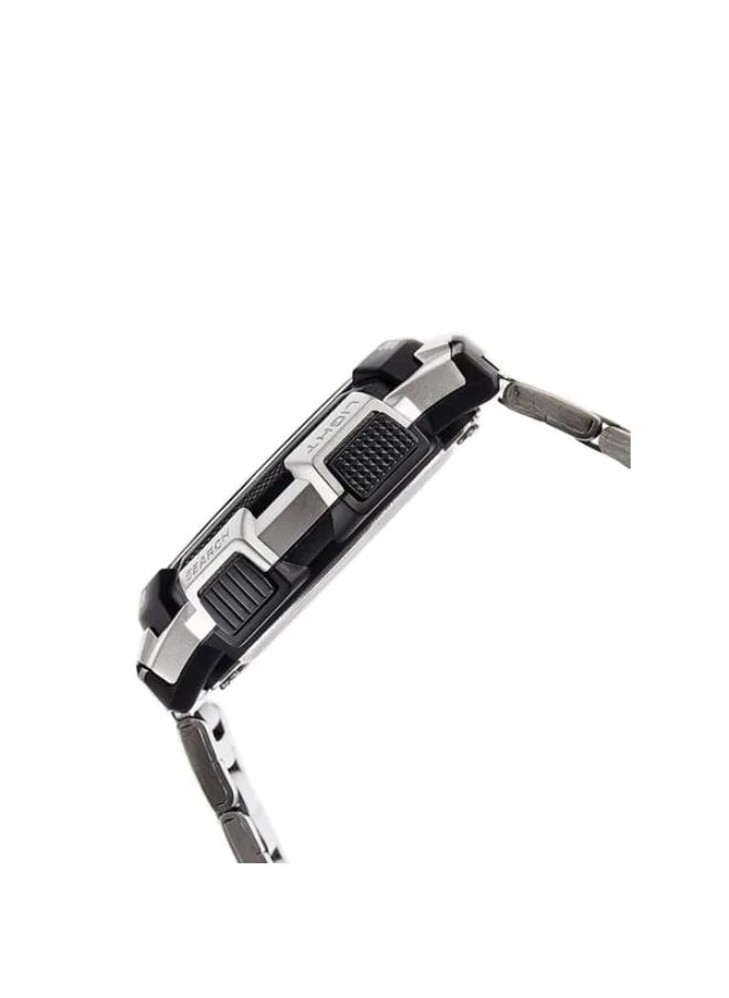 كاسيو Men's Digital Display Watch With Silver Stainless Steel Strap - AE-1100WD-1A