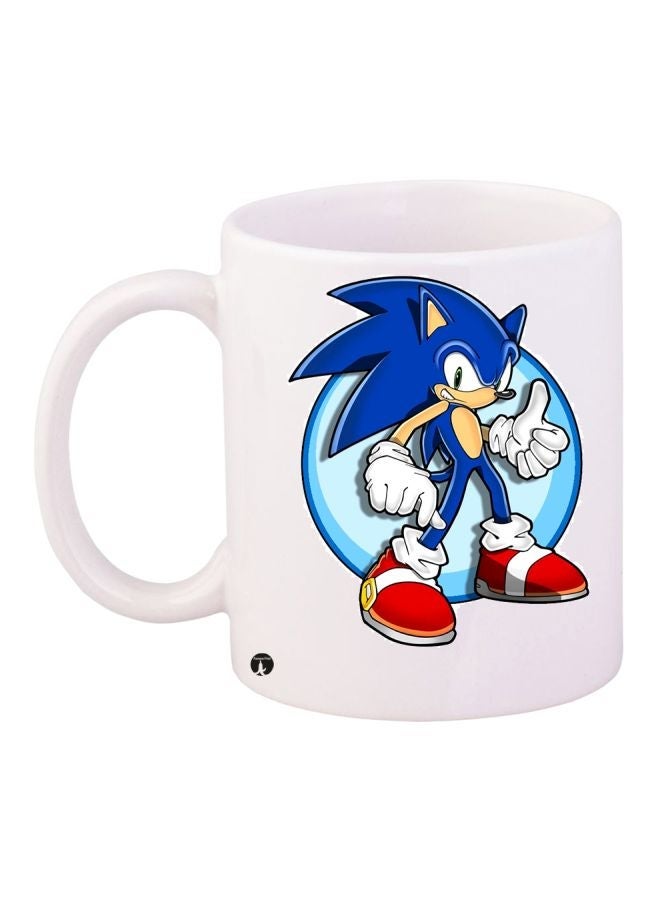 Sonic The Hedgehog Printed Coffee Mug White/Blue/Red 11ounce