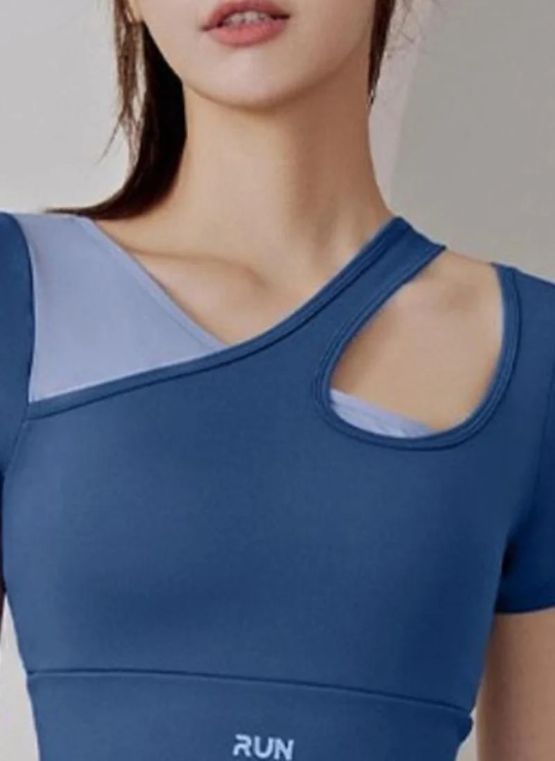 YUNIQEE Blue Solid Crop Top