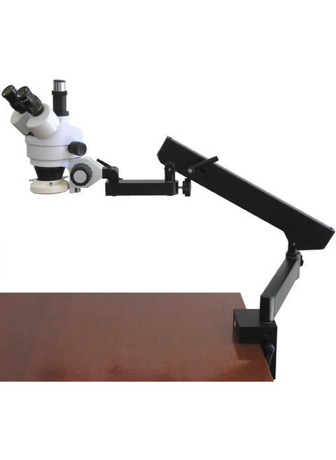 AmScope SM6TFRL Professional Trinocular Stereo Zoom Microscope WH10x Eyepieces 7X45X Magnification 07X45X Zoom Objective 8W Fluorescent Ring Light Clamping Articulating Arm Stand 110V120V