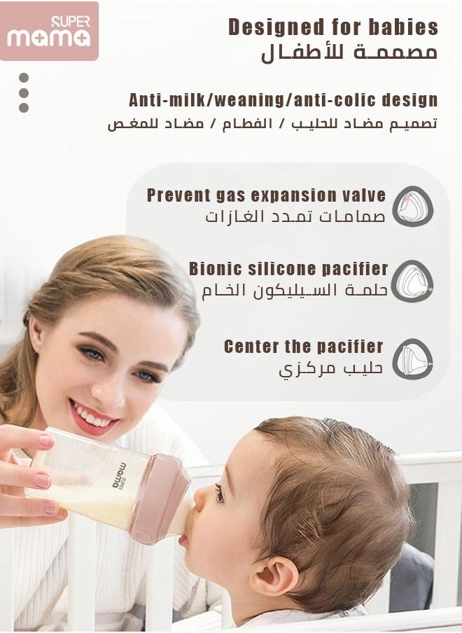 PPSU Baby Feeding Bottle With Bionic Silicone Nipples for Newborn Anti Colic Flatulence 330Ml Pink