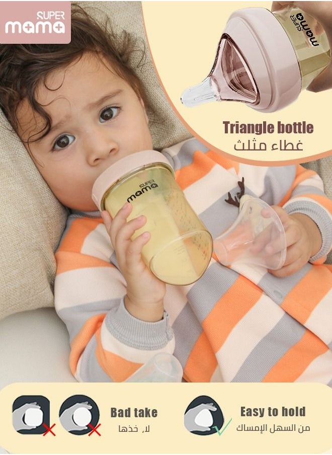PPSU Baby Feeding Bottle With Bionic Silicone Nipples for Newborn Anti Colic Flatulence 330Ml Pink