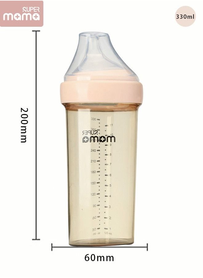 PPSU Baby Feeding Bottle With Bionic Silicone Nipples for Newborn Anti Colic Flatulence 330Ml Pink