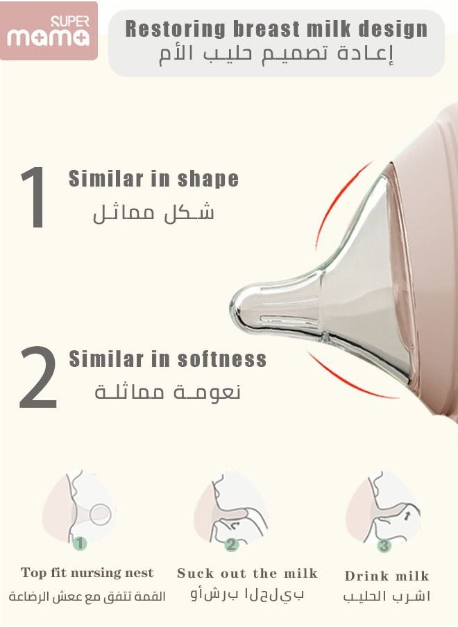 PPSU Baby Feeding Bottle With Bionic Silicone Nipples for Newborn Anti Colic Flatulence 330Ml Pink