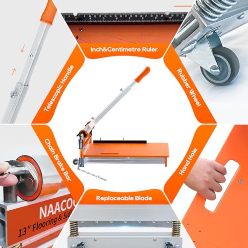 NAACOO 17mm Heavy Duty Laminate/Vinyl Floor Cutter, 13” Vinyl Plank Cutter with Wheel – Just 1 Step Meet Angle&Length Cutting, Flooring Tools - Cuts Laminate Floor, Engineer Wood, LVP/T, VCT, SPC, WPC - Image 3