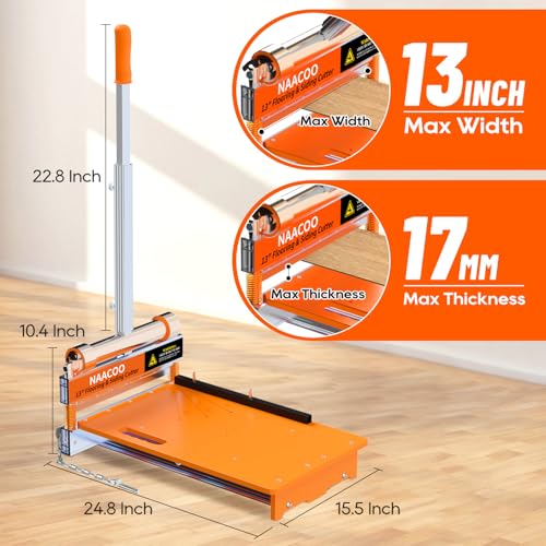 NAACOO 17mm Heavy Duty Laminate/Vinyl Floor Cutter, 13” Vinyl Plank Cutter with Wheel – Just 1 Step Meet Angle&Length Cutting, Flooring Tools - Cuts Laminate Floor, Engineer Wood, LVP/T, VCT, SPC, WPC - Image 4