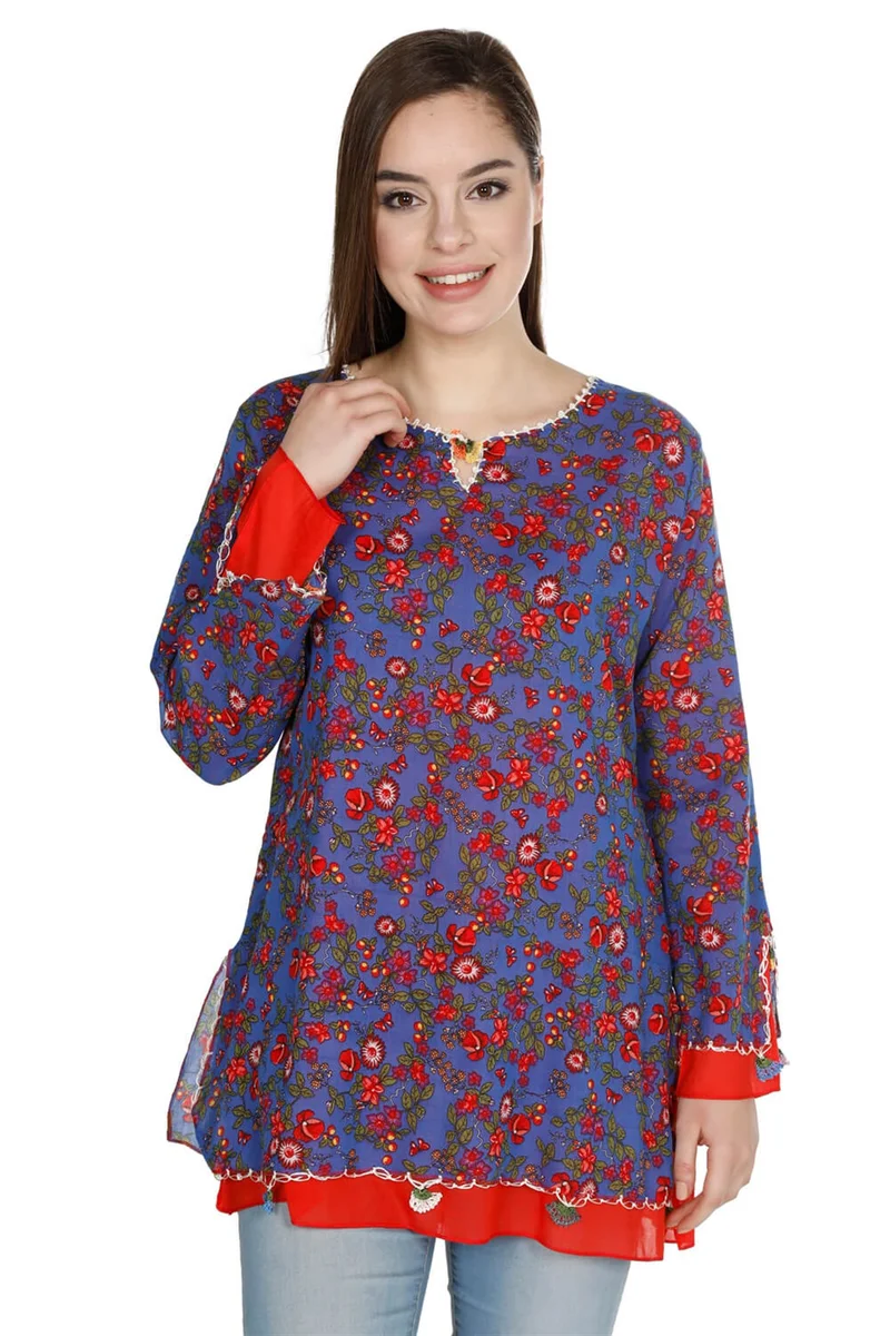 Eliş Şile Bezi Long Sleeve Ceyda Voile Blouse Saks 6171