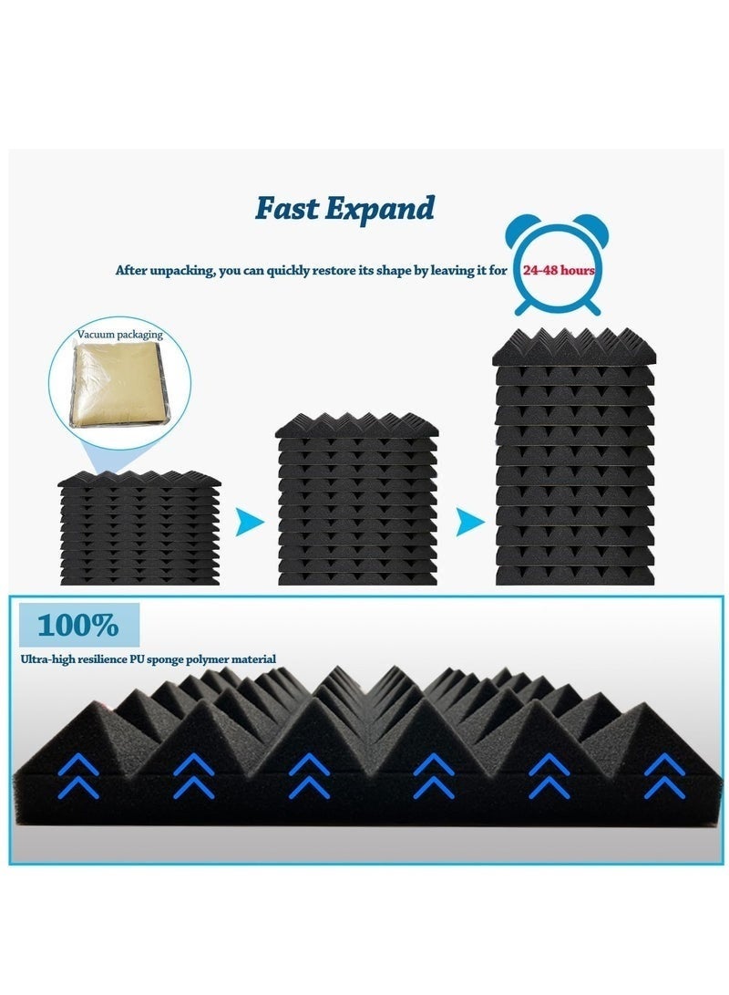 WALALLA 12 Pack Sound Proof Foam Panels for Walls Acoustic Wall Panels Self-Adhesive 30x30x5 cm High Density Sound Panels Noise Reducing - Image 4
