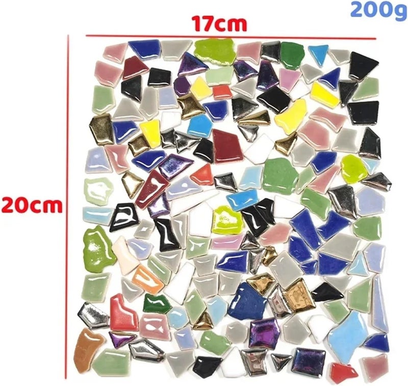 Mosaic Tiles 200g/7.05oz(Approx. 155-170pcs) Porcelain Mosaic Tiles 1-2.5cm 0.4mm Thickness Ceramic Mosaic Stones DIY Mosaic Craft Material(Gold) - Image 3