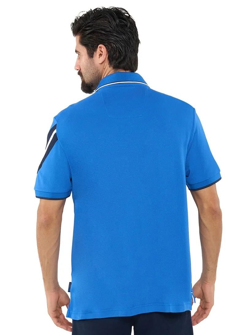 NAUTICA Blue Contrast Striped Relaxed Dry-fit Polo Shirt for Men | Best Price UAE