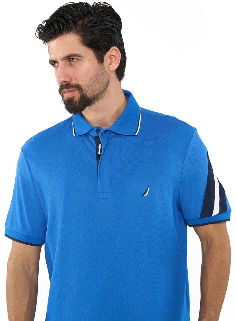 NAUTICA Blue Contrast Striped Relaxed Dry-fit Polo Shirt for Men | Best Price UAE
