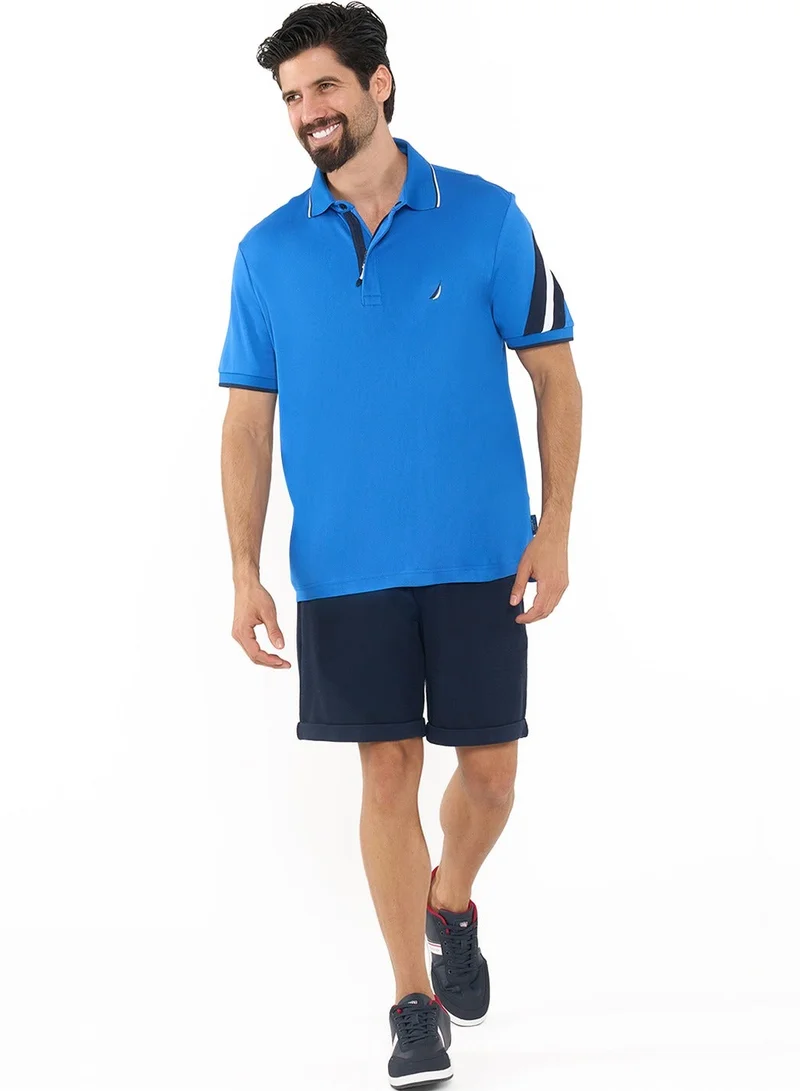 NAUTICA Blue Contrast Striped Relaxed Dry-fit Polo Shirt for Men | Best Price UAE