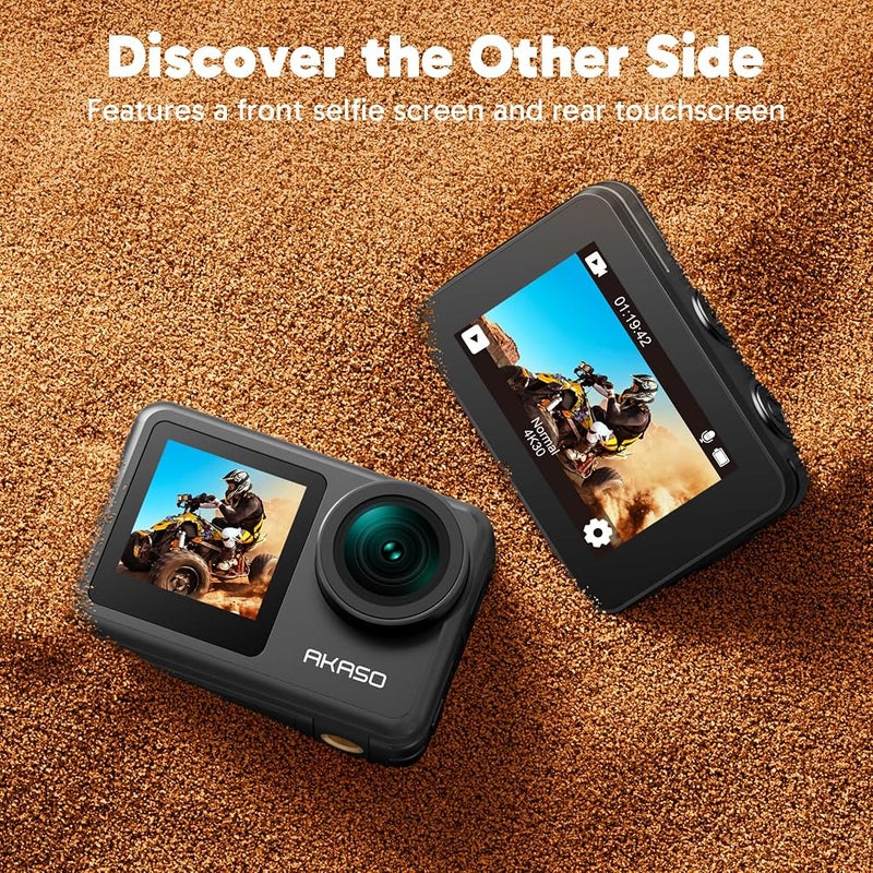 AKASO Brave 7 LE 4K30FPS 20MP Action Camera with 64GB Micro SD Card 40M Underwater Camera WiFi Waterproof Camera with Touch Screen EIS 2.0 Zoom Remote Control Vlog with 2X 1350mAh Batteries - Image 3