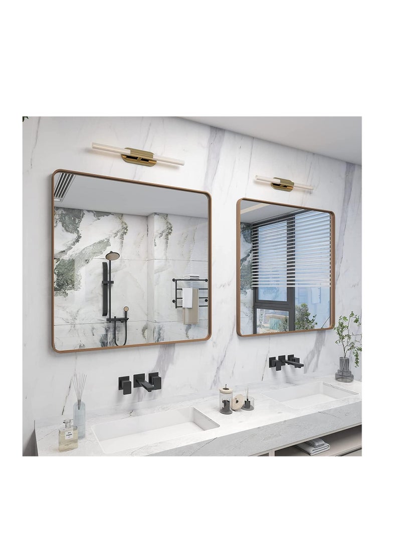 Generic - Wall Mirror Square Bathroom Make Up Mirror Modern Metal Framed Vanity Mirror Wall Mounted Decorative Hanging Mirror with Round Corner for Bedroom Living Room Entryway Hall (60 * 60CM, Golden) - Image 1