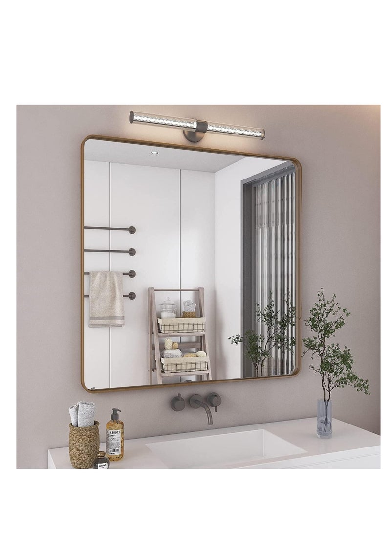 Generic - Wall Mirror Square Bathroom Make Up Mirror Modern Metal Framed Vanity Mirror Wall Mounted Decorative Hanging Mirror with Round Corner for Bedroom Living Room Entryway Hall (60 * 60CM, Golden) - Image 1