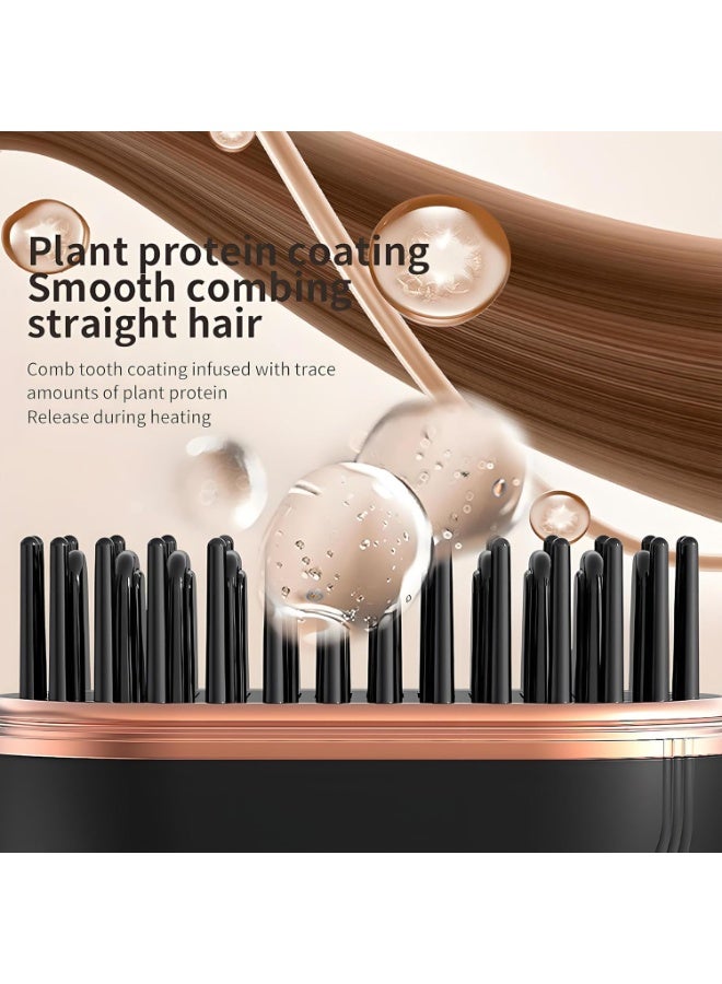 ATRJSZ Glambrushs Mini Hair Straightener,Rechargeable Wireless Portable Hair Straightener Brush,3-Speed Temperature Control,Mini Hair Straightener for Women,Idea for Home Travel (Black) - Image 4